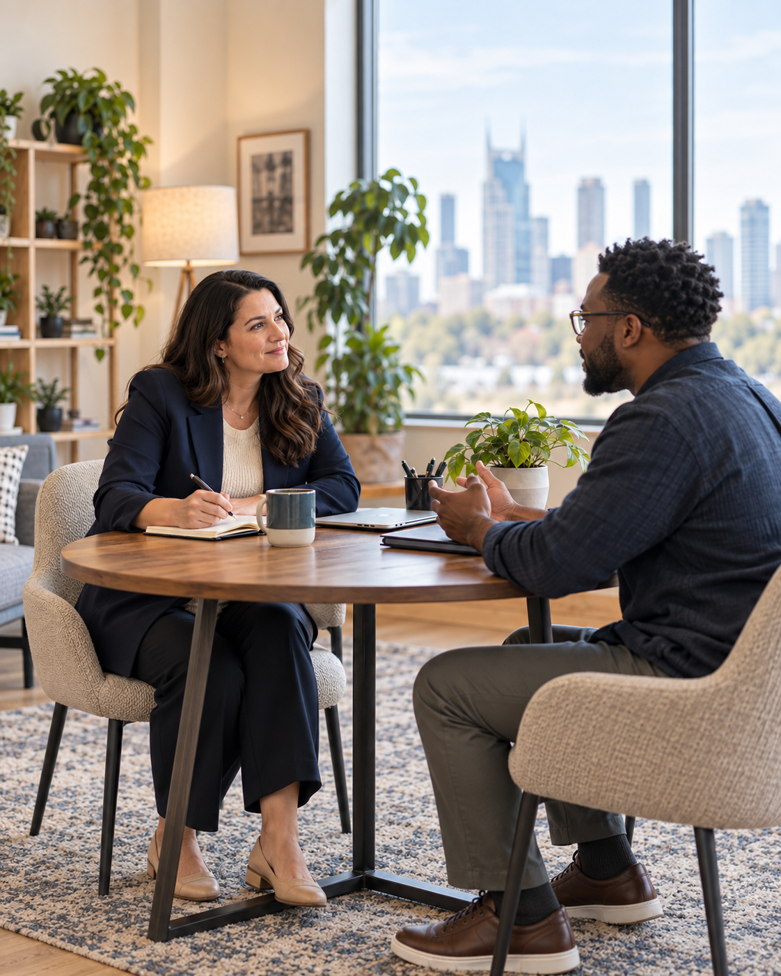 A Cushion consultant speaking with a business leader in a Nashville office.